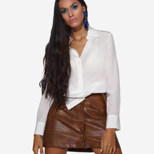 Silk long shirt white