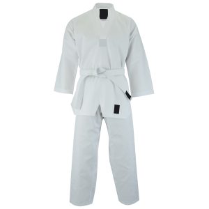 Adult V-Neck Taekwondo Suit White- 7oz