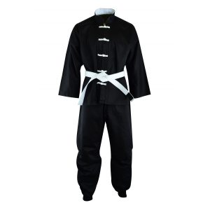 Adult Kung Fu Suit Cotton Black White - 8oz