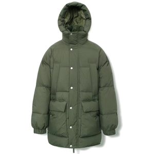 Khaki Green Warm Air Duck Down Half Padding Jackets