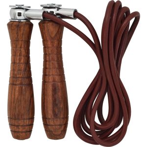 Leather Cable Wooden Handles Jump Speed Jump Rope