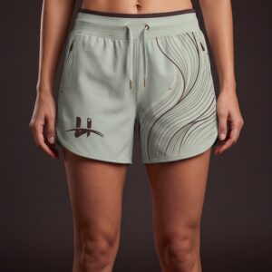 Women's "Aura" Flowing Linework Shorts – Sage Green & Copper