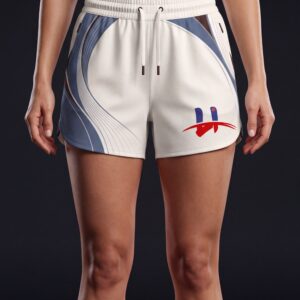Women's "Aero" Curved Panel Running Shorts – White & Cobalt