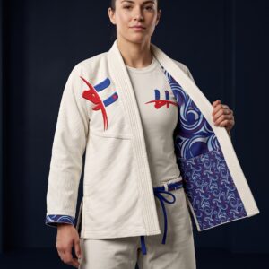 Women's "Tsunami" Pro Series BJJ Gi – Pearl White & Royal Blue