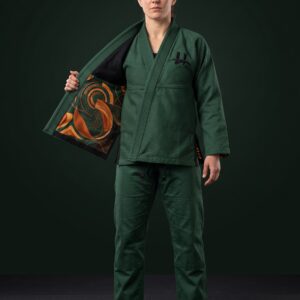 Women's "Aurora" Premium BJJ Gi – Forest Green & Orange