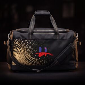 "Gilded Motion" Premium Duffle Bag – Black & Metallic Gold