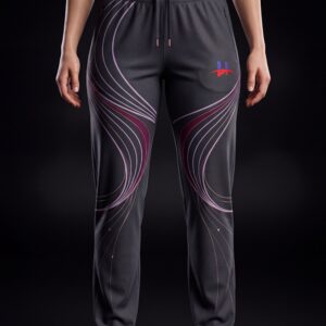 Women's "Aurora" Linework Wide-Leg Track Pants – Graphite/Multi