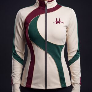 Women's "Sculpt" Hourglass Panel Track Jacket – Cream/Burgundy/Forest