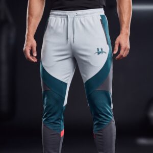 Men's "Vector" Sculpted Panel Performance Joggers – White/Teal/Charcoal