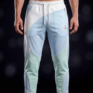Men's "Zenith" Pastel Color-Block Performance Joggers – White/Mint/Sky