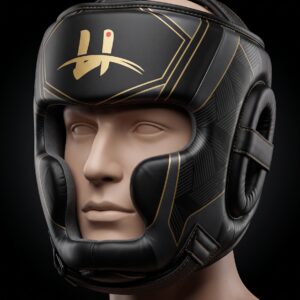 Men's "Apex" Elite Sparring Headgear – Matte Black & Gold