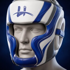 Men's "Apex" Elite Sparring Headgear – Pearl White & Cobalt