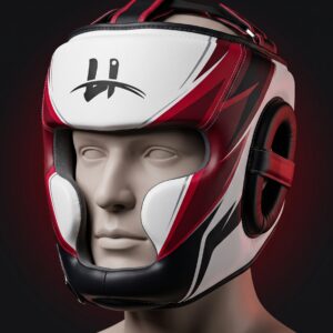 Men's "Striker" Elite Sparring Headgear – Pearl White & Crimson