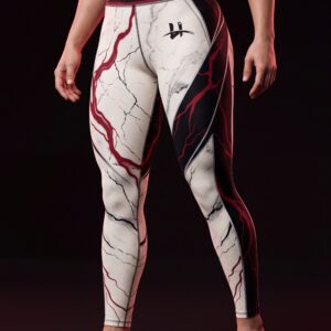 Women's "Fracture" Compression Spats – Ivory Marble & Crimson