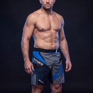 Men's "Protected" Topographic MMA Fight Shorts – Graphite & Electric Blue