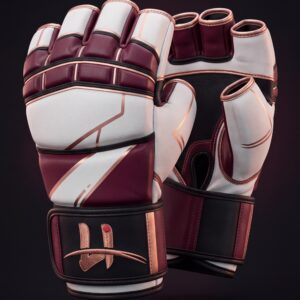 Men's "Apex" Pro MMA Training Gloves – Pearl White & Burgundy