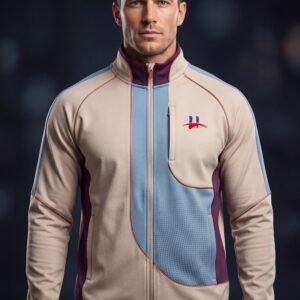 Men's "Meridian" Retro-Modern Panel Track Jacket – Sand/Powder Blue/Plum