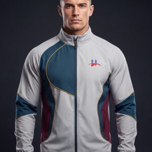 Men's "Atlas" Topographic Panel Track Jacket – Silver/Teal/Burgundy