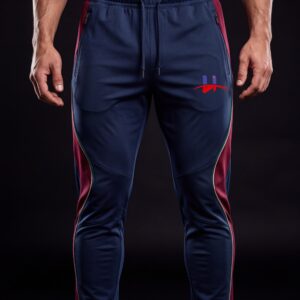 Men's "Velocity" Taped Track Joggers – Navy/Burgundy