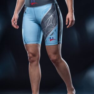 "Apex" Compression Vale Tudo Shorts – Sky Blue & Graphite