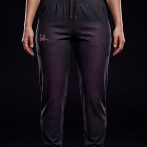 Women's "Lunar" Topographic Straight-Leg Pants – Midnight Plum & Rose Gold