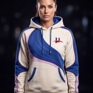 Women's "Orbit" Retro-Sport Panel Hoodie – Cream/Cobalt/Lilac