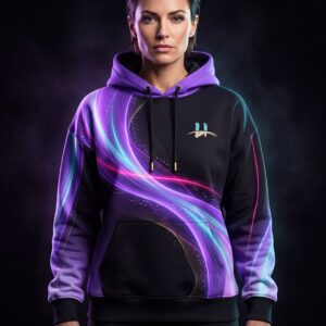 Women's "Nebula" Luminous Energy Hoodie – Black/Purple/Blue