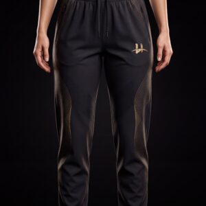 Women's "Aura" Sculpted Contour Joggers – Midnight Black & Gold