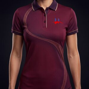 Women's "Sovereign" Flowing Contour Polo – Deep Merlot & Gold