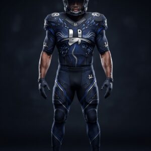 Men's "Phantom" Pro Football Uniform – Midnight Black & Steel Blue