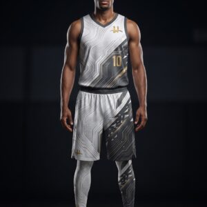 Men's "Circuit" Pro Basketball Uniform – Pearl White & Gold