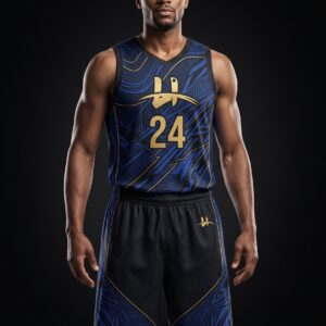 Men's "Velocity" Pro Basketball Uniform – Midnight Navy & Gold