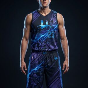 Men's "Apex" Pro Basketball Uniform – Midnight Black & Electric Violet