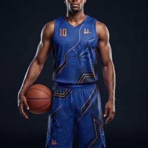 Men's "Velocity" Pro Basketball Uniform – Royal Blue & Copper