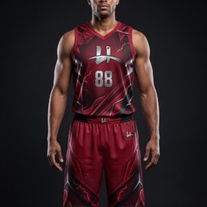 Men's "Inferno" Pro Basketball Uniform – Crimson Red & Silver