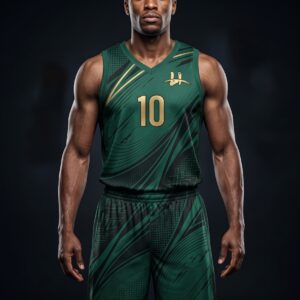 Men's "Velocity" Pro Basketball Uniform – Emerald Green & Gold