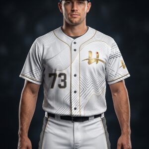 Men's "Circuit" Pro Baseball Uniform – Pearl White & Gold