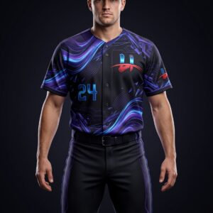Men's "Aurora" Pro Baseball Uniform – Midnight Black & Electric Violet