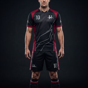 Men's "Striker" Pro Soccer Kit – Matte Black & Crimson