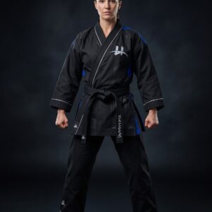 Women's "Apex" Premium Karate Gi – Midnight Black & Ice Blue
