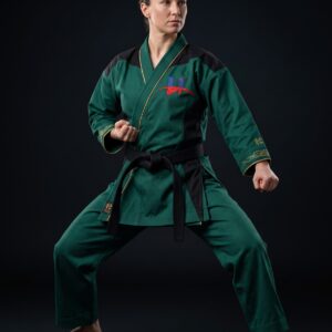Women's Green Karate Gi with Black Contrast Panels