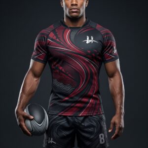 Men's "Vortex" Pro Rugby Kit – Midnight Black & Crimson