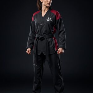 Women's "Vanguard" Martial Arts TKD Gi – Midnight Black & Crimson