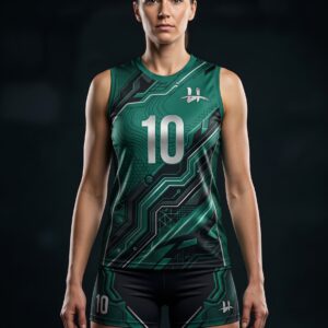 Women's "Circuit" Pro Volleyball Uniform – Emerald Green & Silver